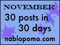 November. 30 posts in 30 days. NaBloPoMo.com