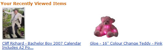 Cliff Richard calendar and a glowing pink teddy bear
